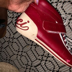 Red leather Gucci sneakers